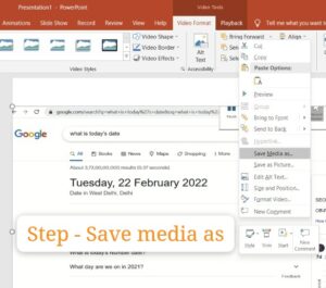 Steps on how to record screen on Windows 11 with MS Powerpoint - Save media as