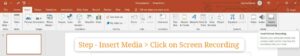 Steps on how to record screen on Windows 11 with MS Powerpoint - click on screen recording